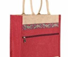 Buy Fancy jute Cottage Purple Shopping Bag With Front Pocket Zipper - Bangalore