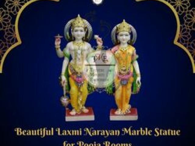 Beautiful Laxmi Narayan Marble Statue for Pooja Rooms - Jaipur - 1