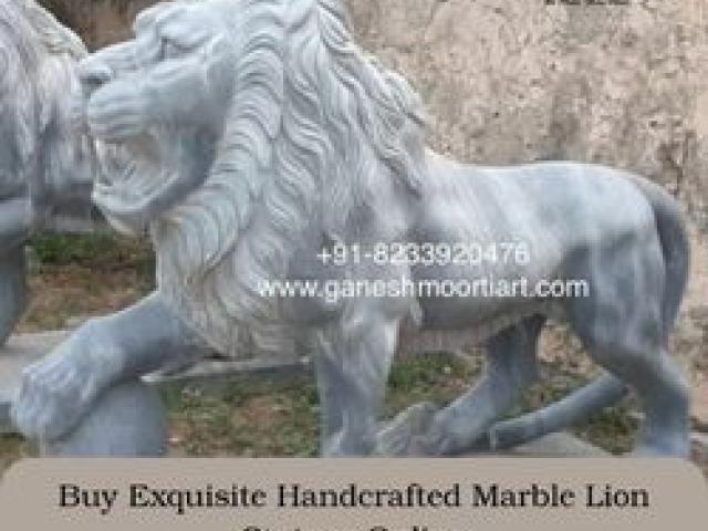 Buy Exquisite Handcrafted Marble Lion Statues Online - Jaipur - 1