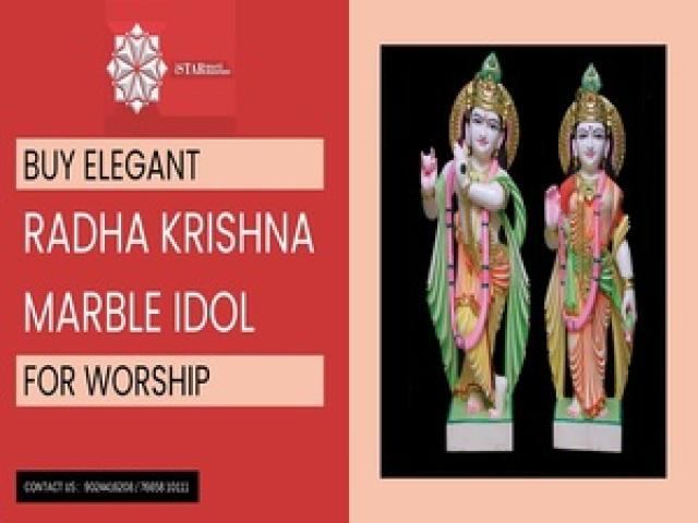 Buy Elegant Radha Krishna Marble Idol for Worship - Jaipur - 1