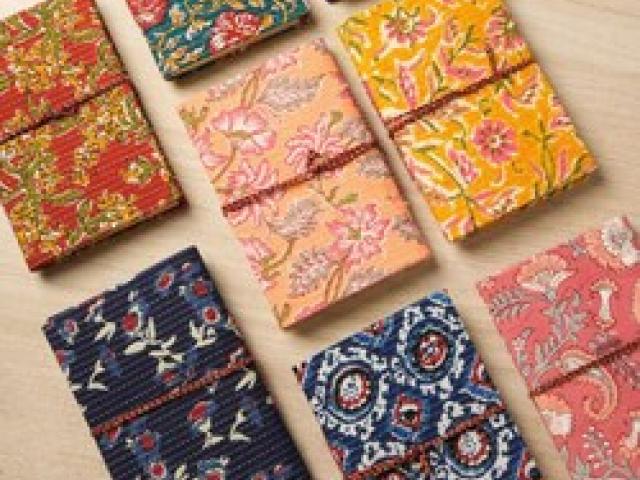 Block Print Fabric Cover Journal, Assorted Cotton Fabric Cover Notebook, Pocket - Mumbai - 1