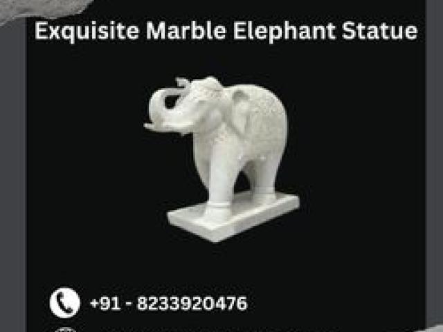 Exquisite Marble Elephant Statue - Jaipur - 1