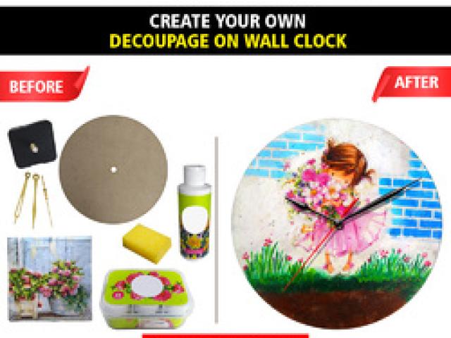 Decoupage Art On Wall Clock DIY Kit By Penkraft - Thane - 1